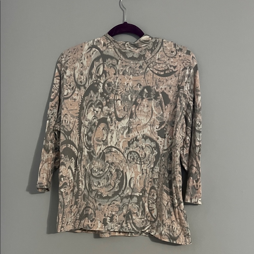 Ruby Rd. Beige And Gray Patterned Blouse - image 3